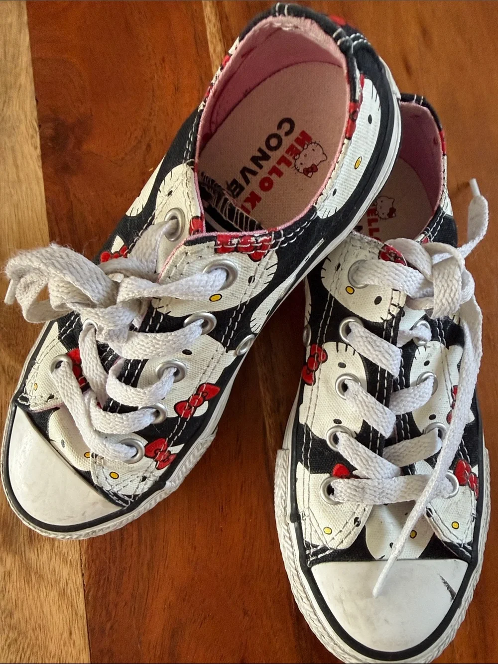 Converse Kids Hello Kitty Black, White & Red Low Top Sneakers